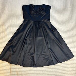 Black Strapless Satin Cocktail Dress WhiteHouse BlackMarket A-Line Size 4